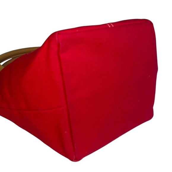 Lillian Vernon 100% Cotton Canvas Mini Tote with Leather Handles Red - Picture 4 of 13